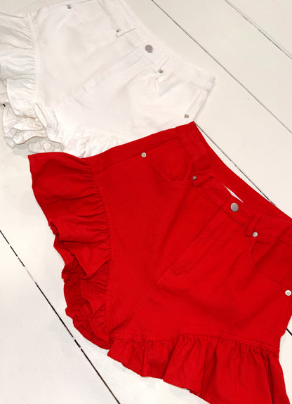 Gameday Denim Shorts - White