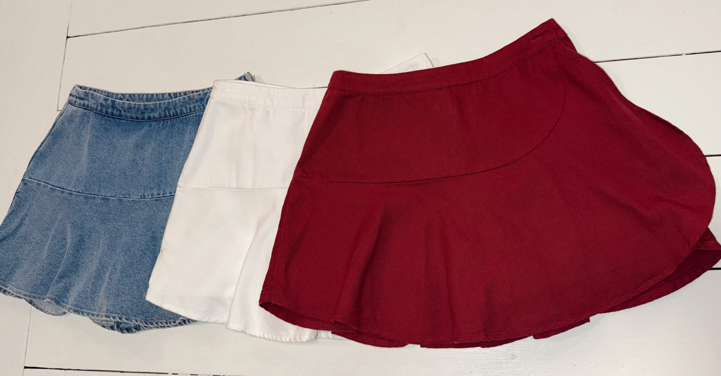 Daisy Duke Denim Skort - White