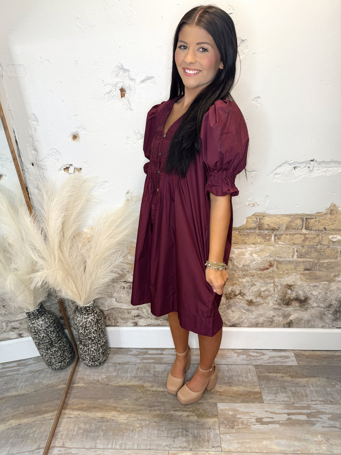 Vintage Mini Dress - Maroon