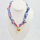 Scarf Charm Necklace - Navy/Red Floral