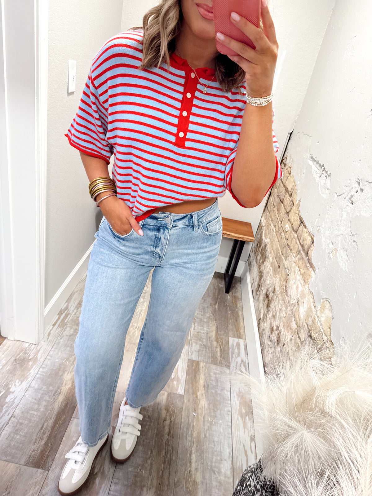 Boardwalk Babe Top - Red/Blue