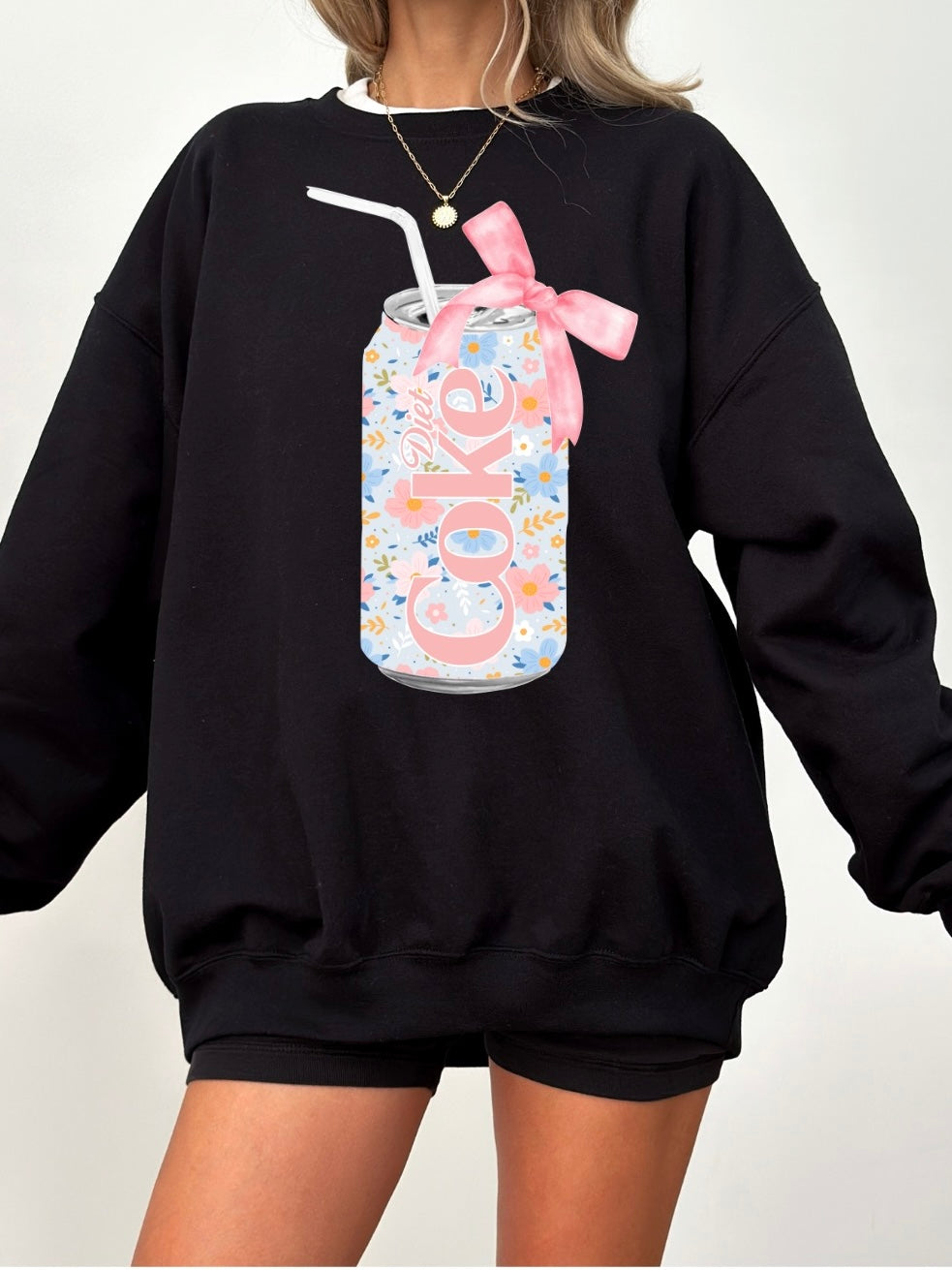 Floral Diet Coke Soda Can Sweatshirt