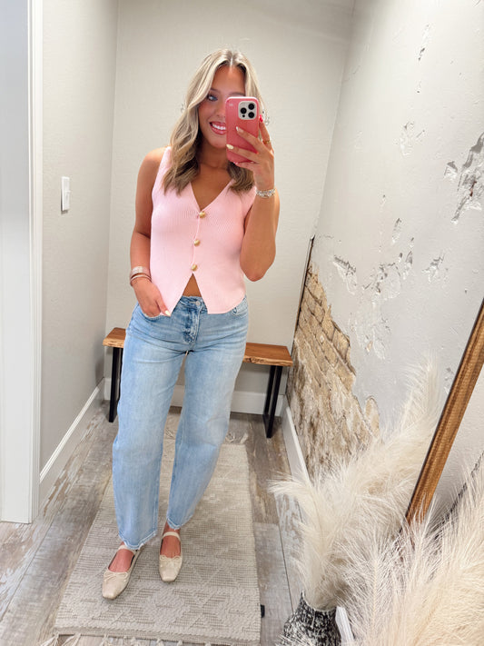 Sweater Vest Top - Pink