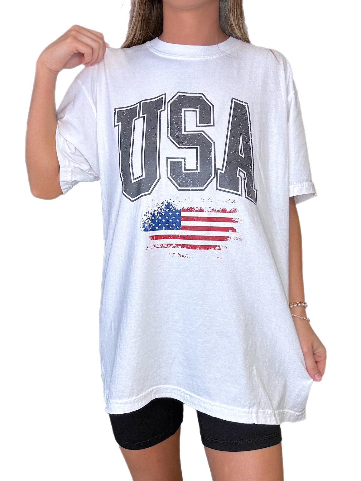 Distressed USA Tee