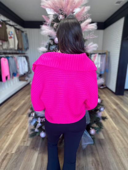 Fall Style Sweater - Hot Pink