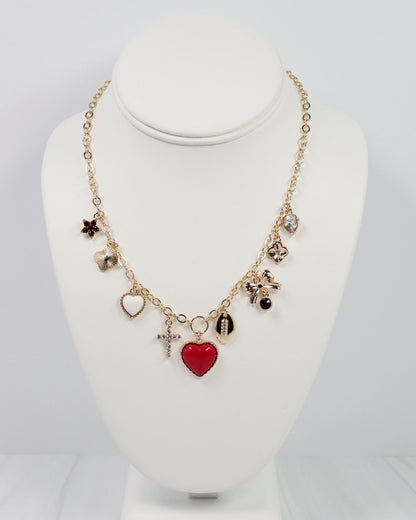 Football Charm Necklace - Maroon/White