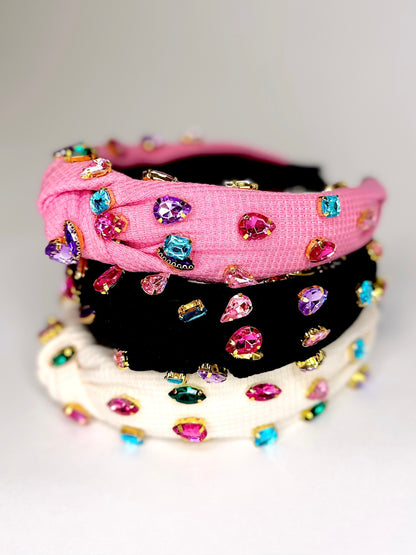 Black Rhinestone Knotted Headband
