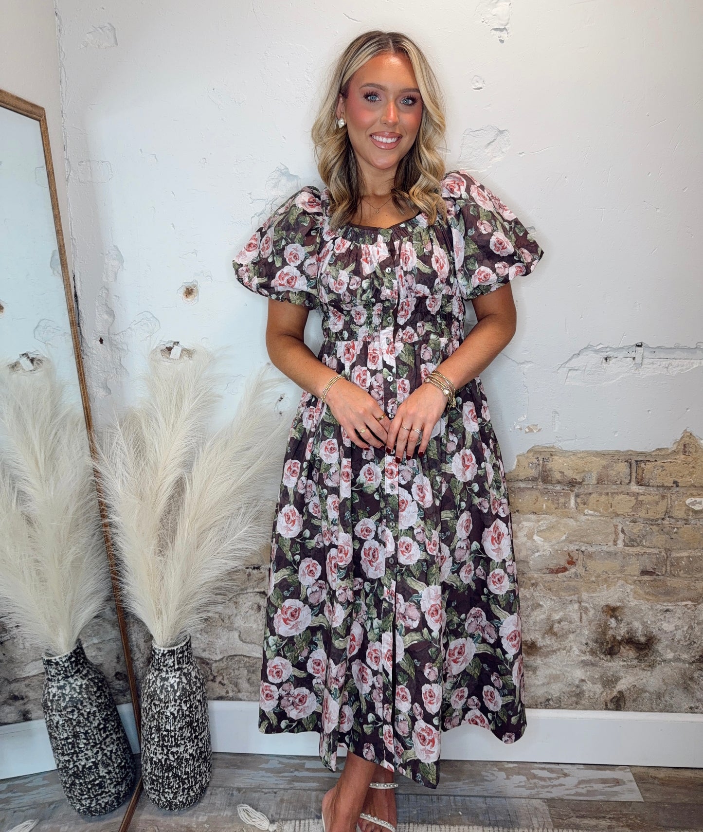 Autumn Florals Midi Dress