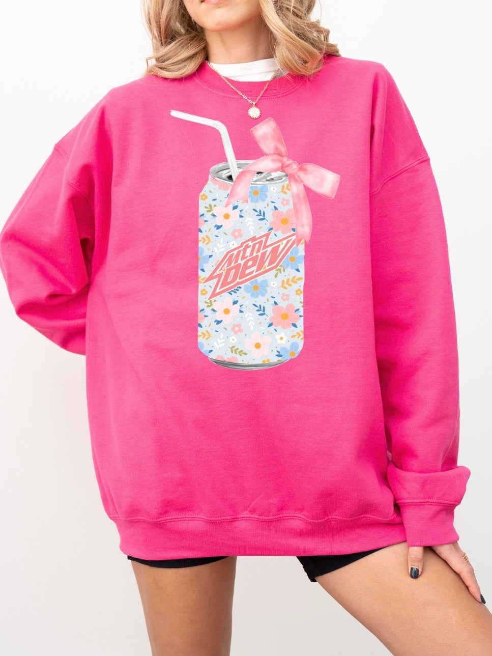 Floral Mtn Dew Soda Can Sweatshirt