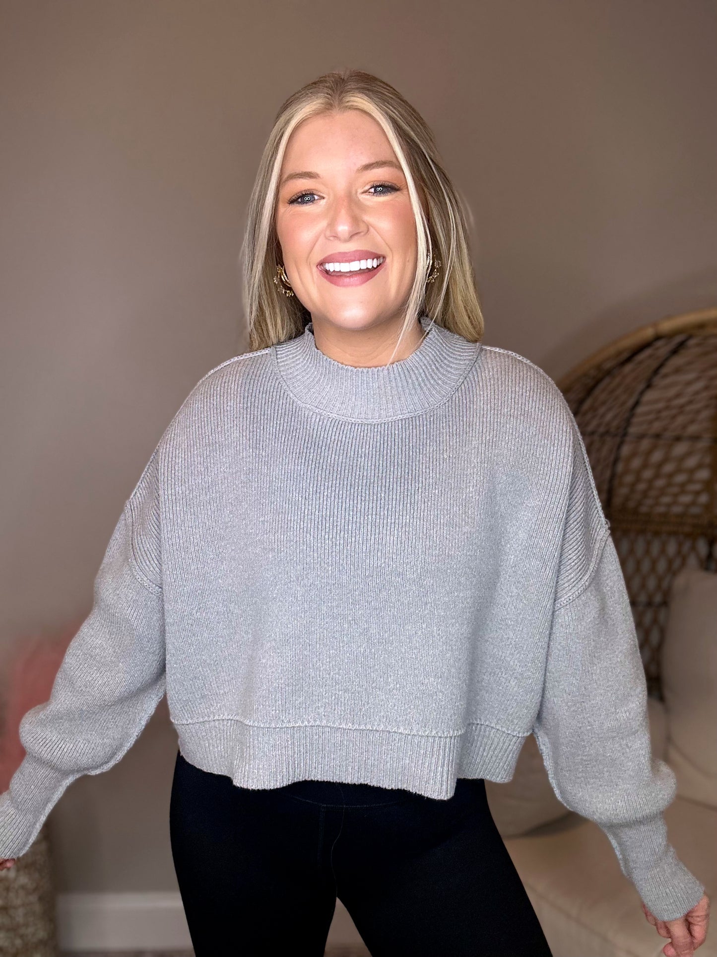 Easy Going Crop Sweater - H Grey