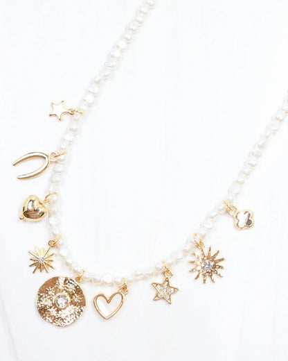 Bella Pearl Charm Necklace