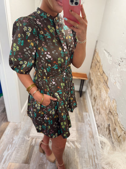 Cocoa Bloom Mini Dress