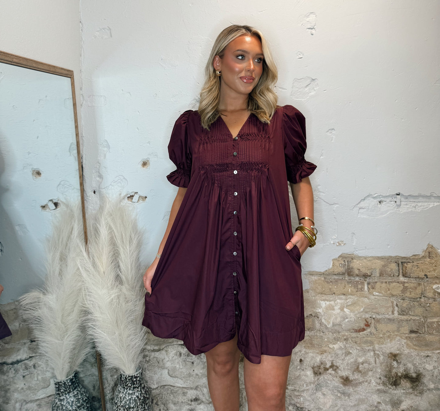 Vintage Mini Dress - Maroon