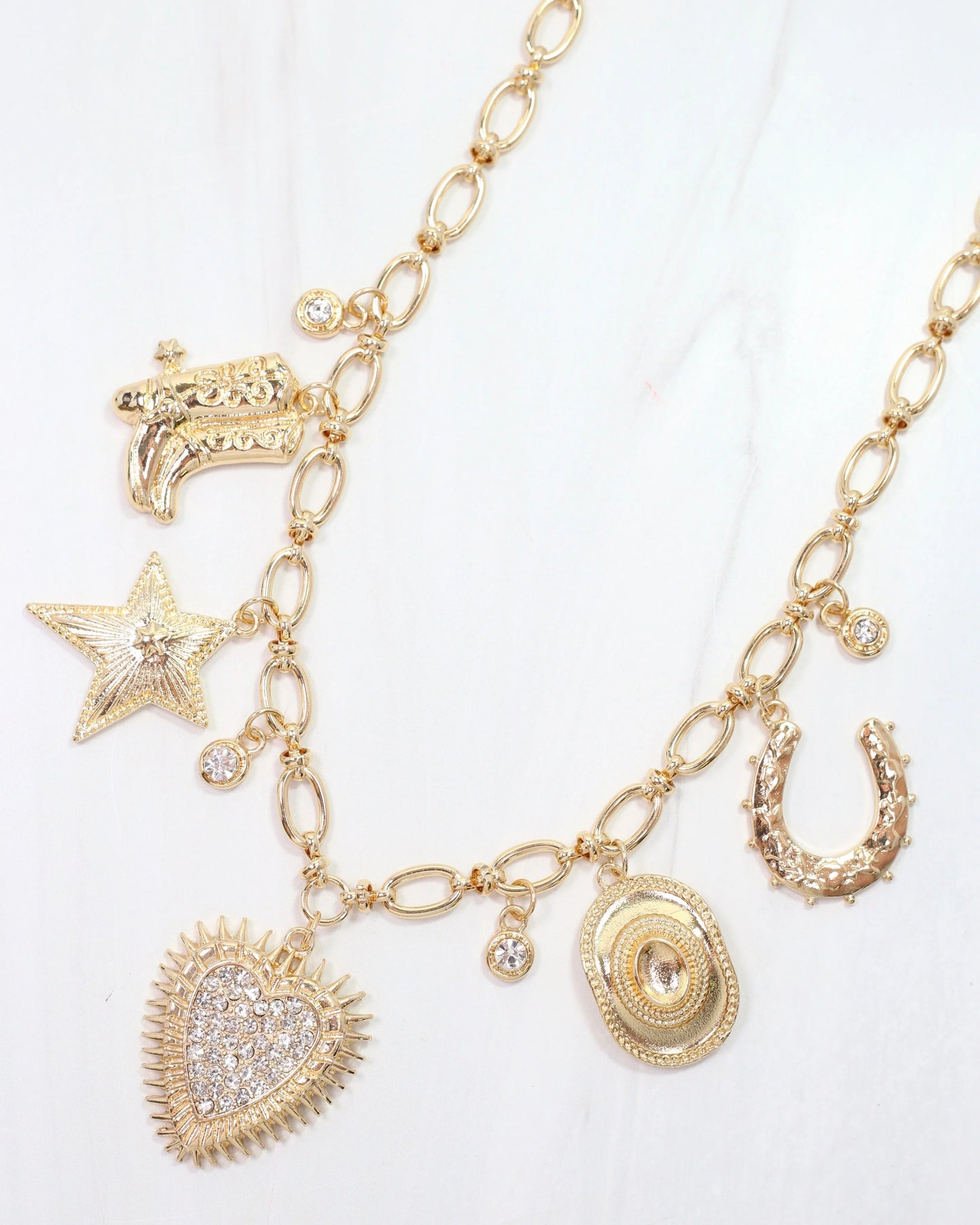 Boot Scoot Charm Necklace - Gold