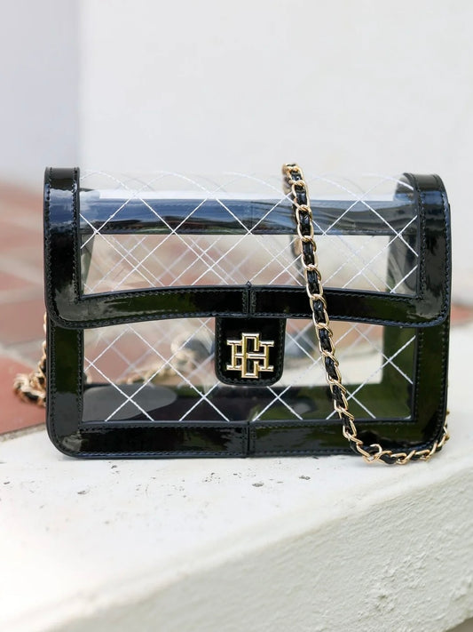 Quinn Quilted Clear Bag - Black Patent