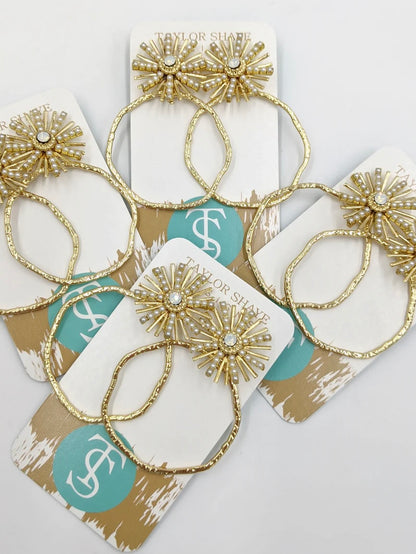 Opal Sunburst Hoops