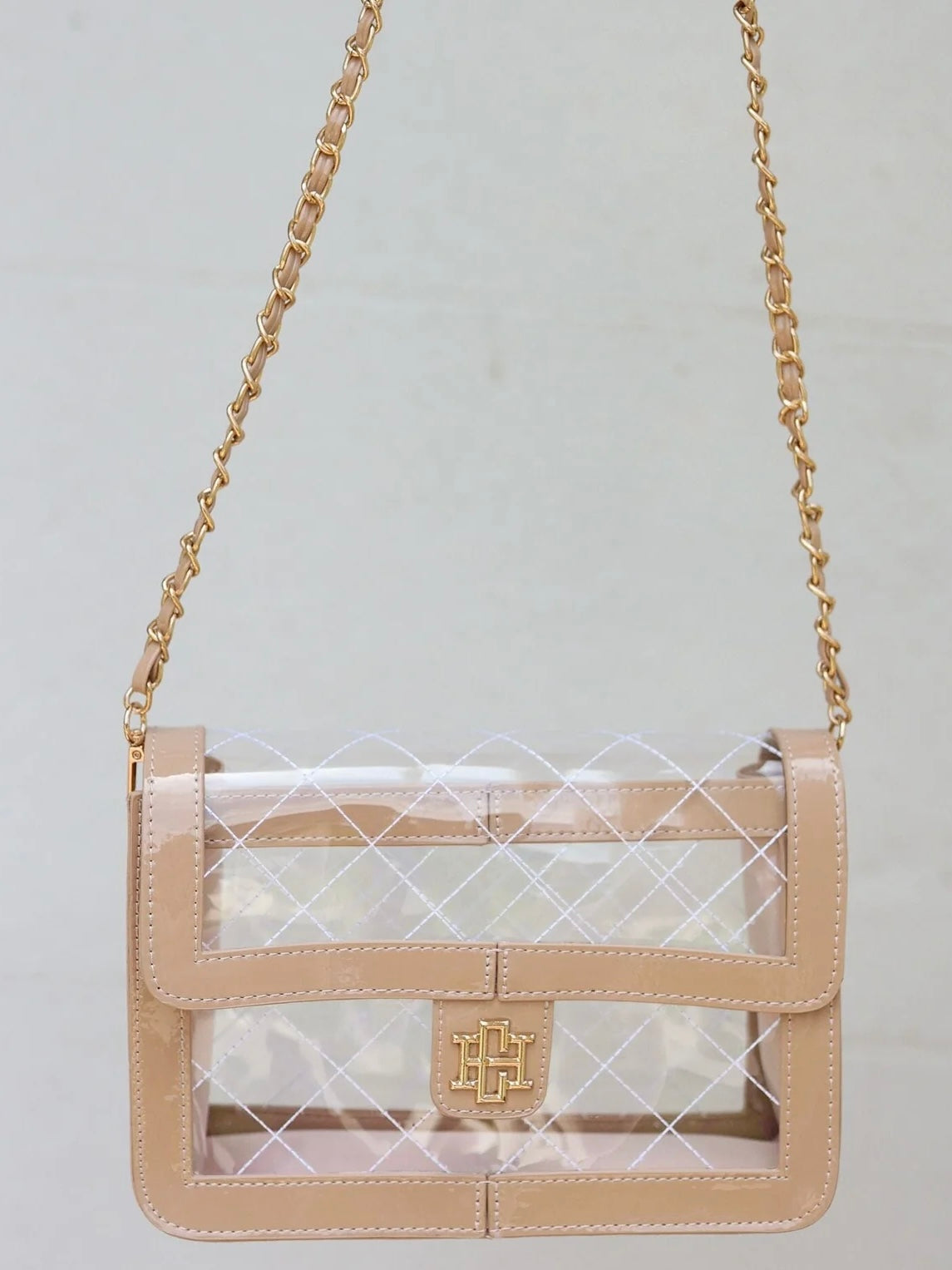 Quinn Quilted Clear Bag - Nude Patent