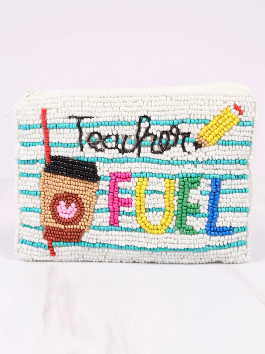 Teacher Fuel Beaded Pouch