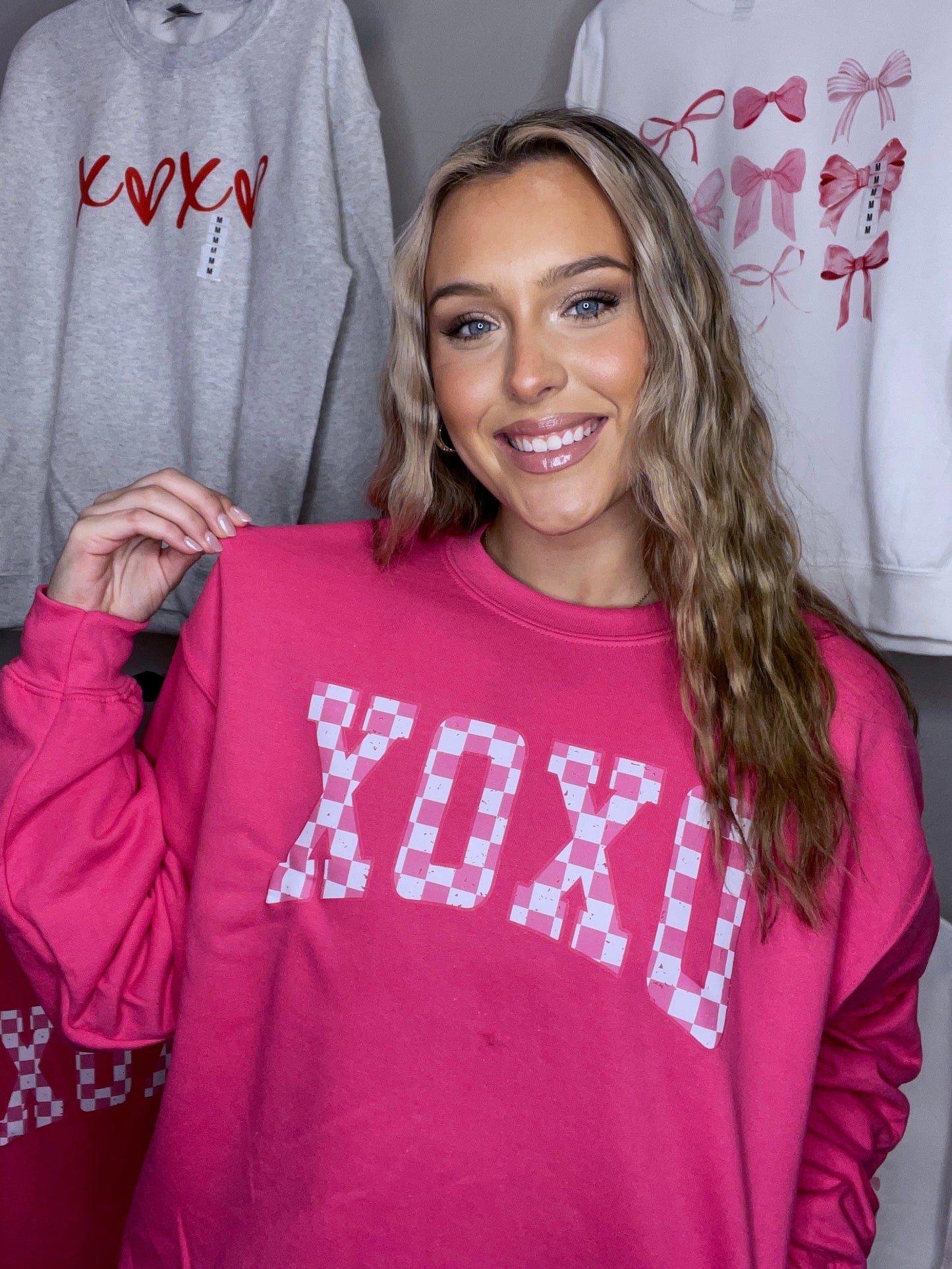 Distressed Checkered Xoxo Sweatshirt