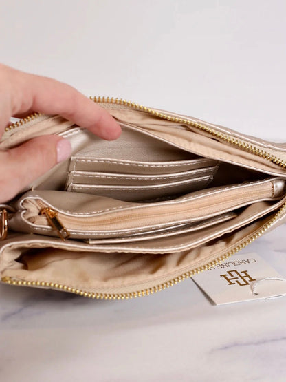 Claire Wristlet/Crossbody - Tan Fleck