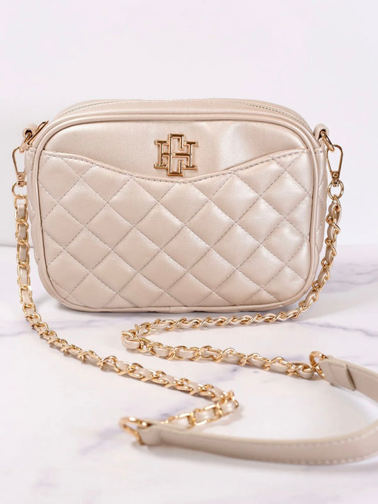 Olivia Quilted Crossbody - Light Pewter