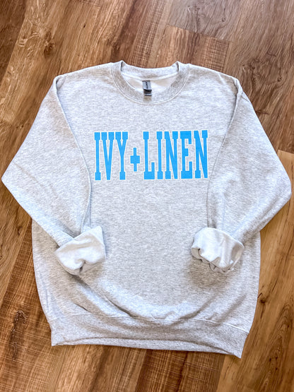 Blue Print Logo Sweatshirt - Grey