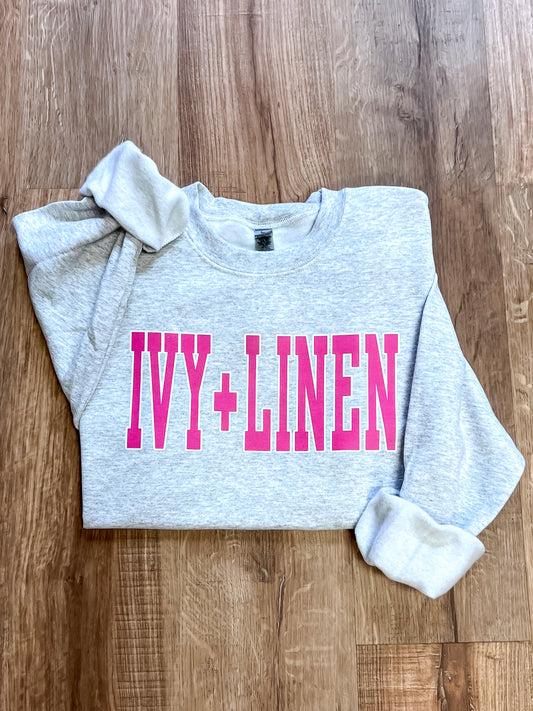 Pink Print Logo Sweatshirt - Grey