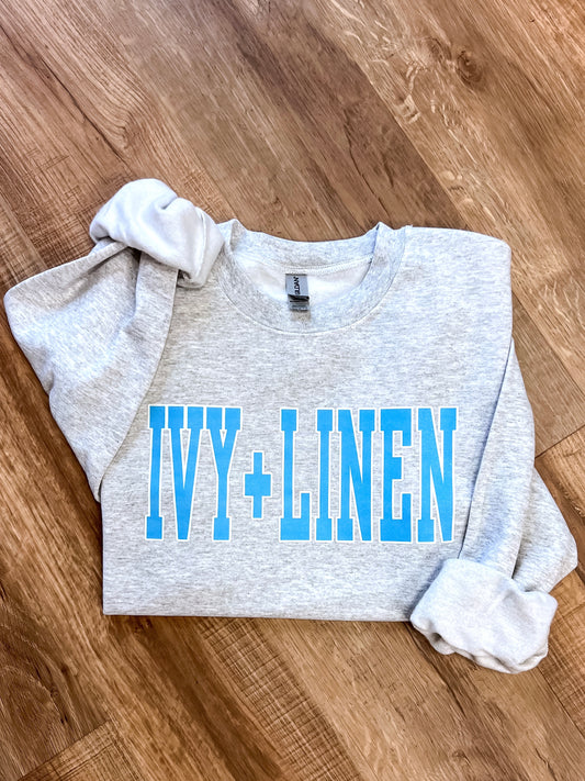 Blue Print Logo Sweatshirt - Grey