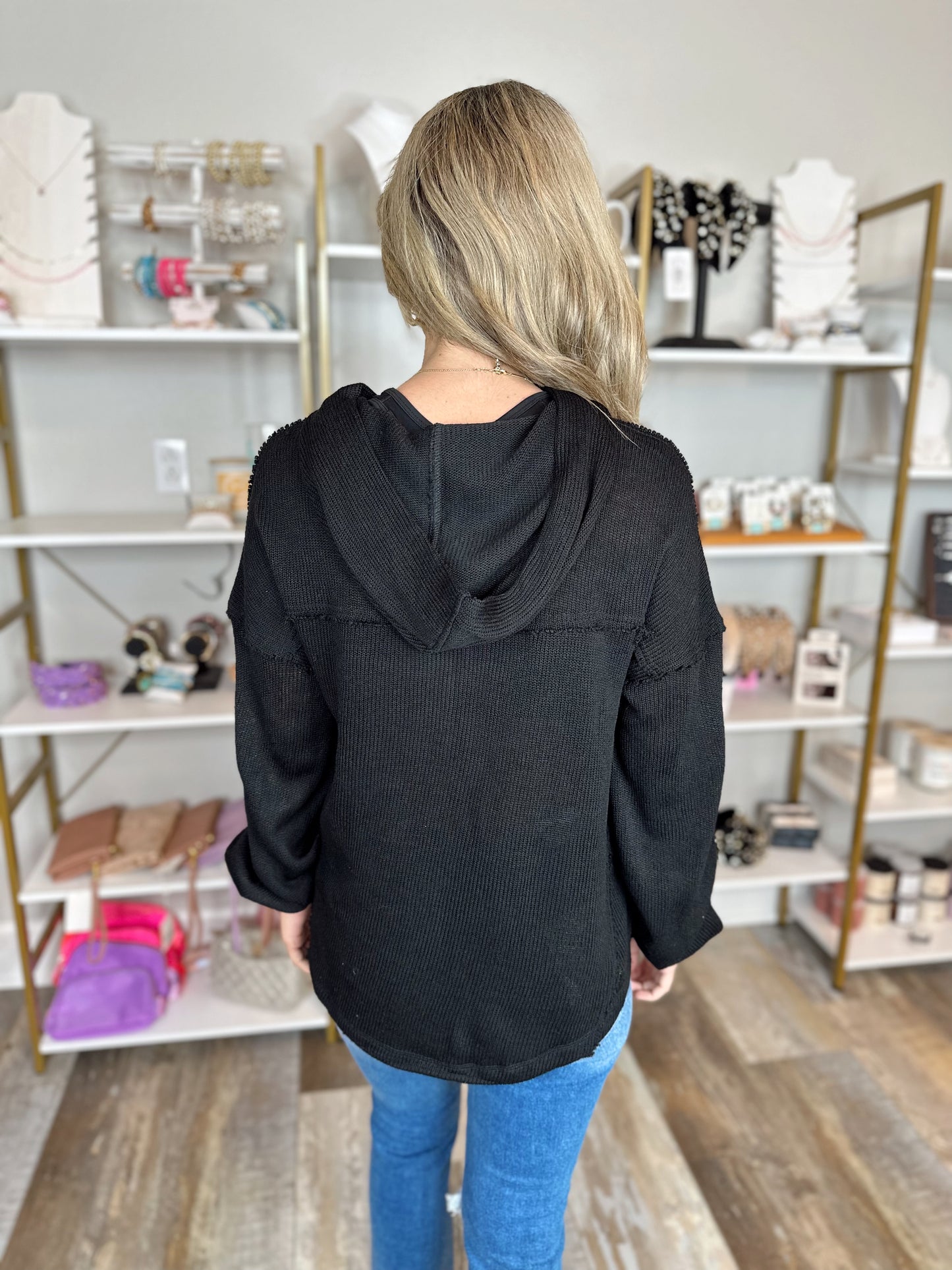 Remind Me Hooded Top - Black