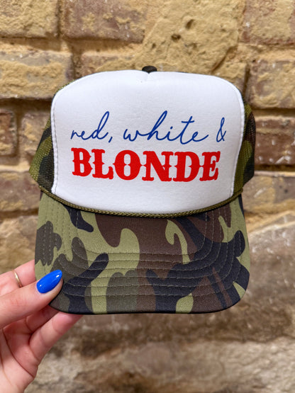 Red White & Blonde Trucker Hat