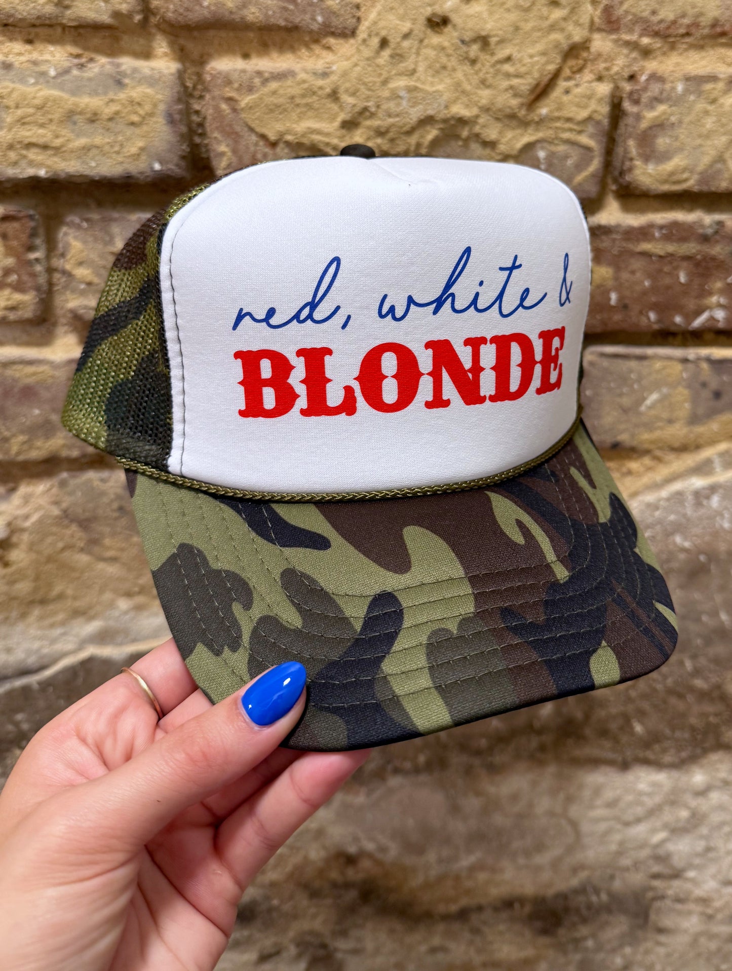Red White & Blonde Trucker Hat