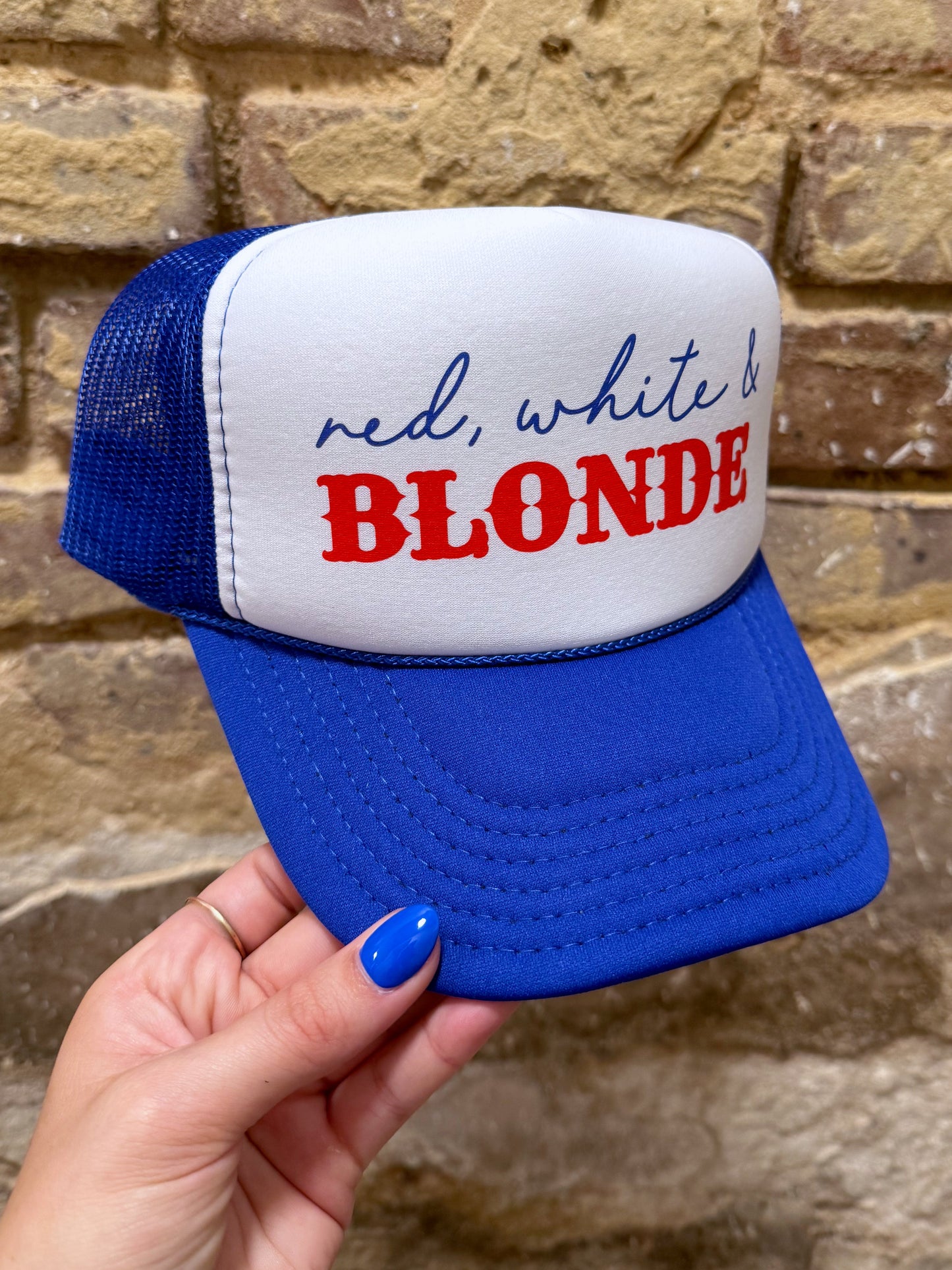 Red White & Blonde Trucker Hat