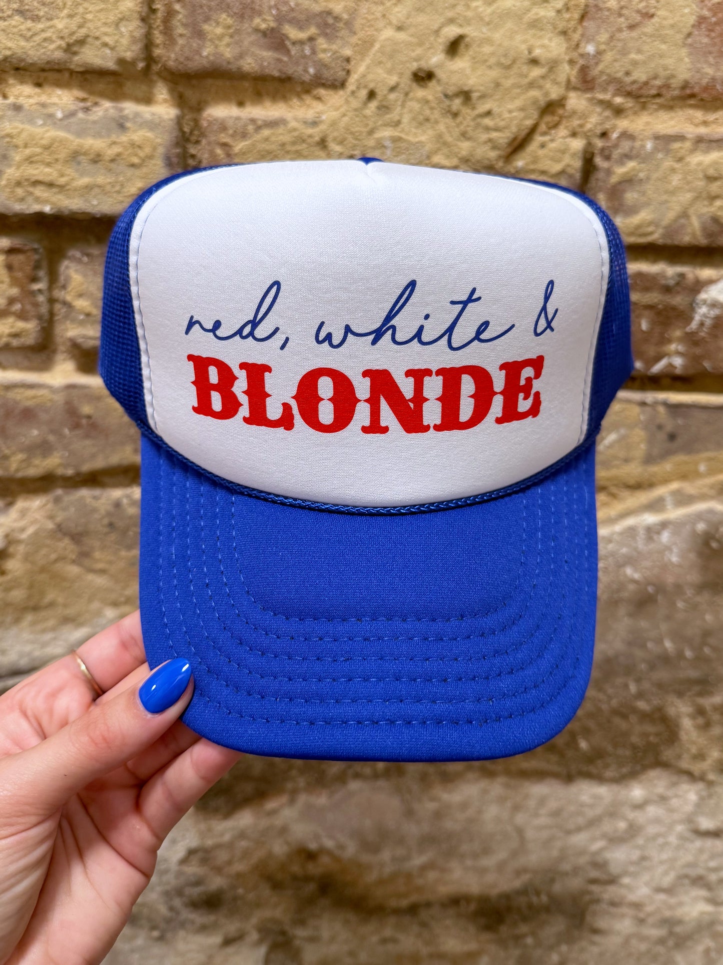 Red White & Blonde Trucker Hat