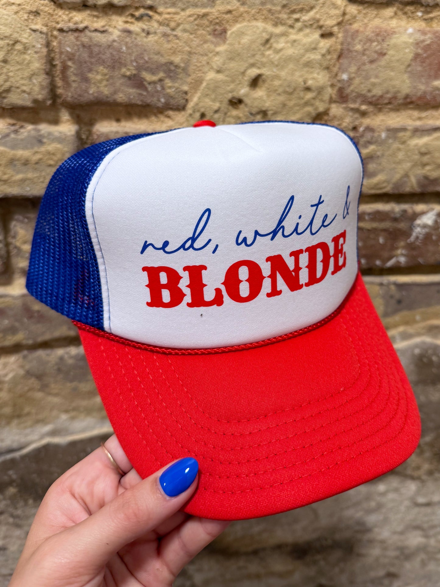 Red White & Blonde Trucker Hat