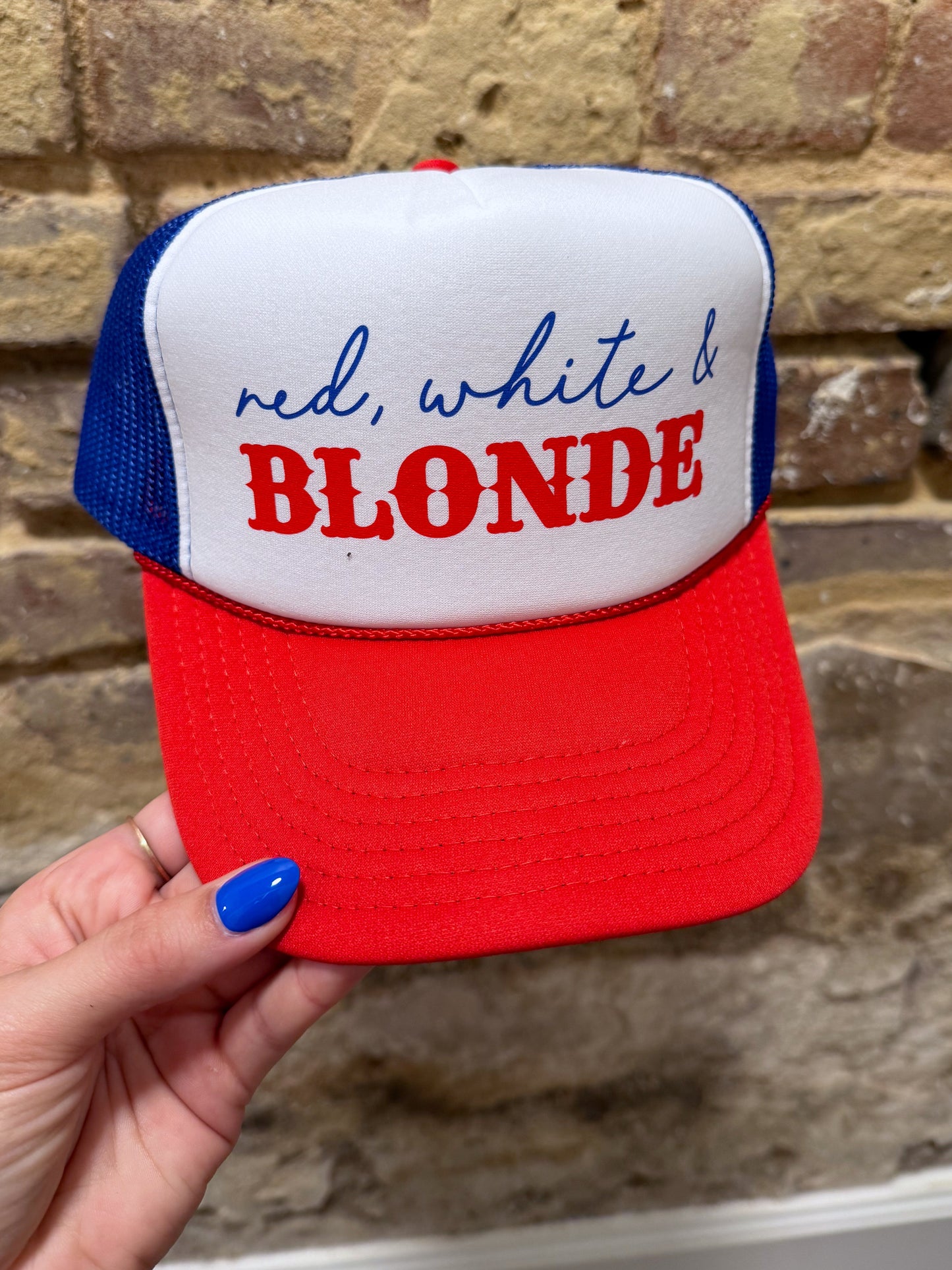 Red White & Blonde Trucker Hat