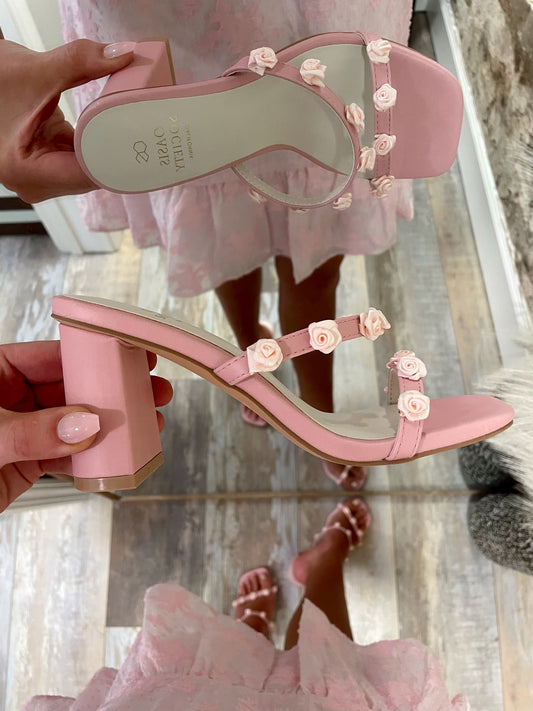 Rosette Heels - Dusty Pink