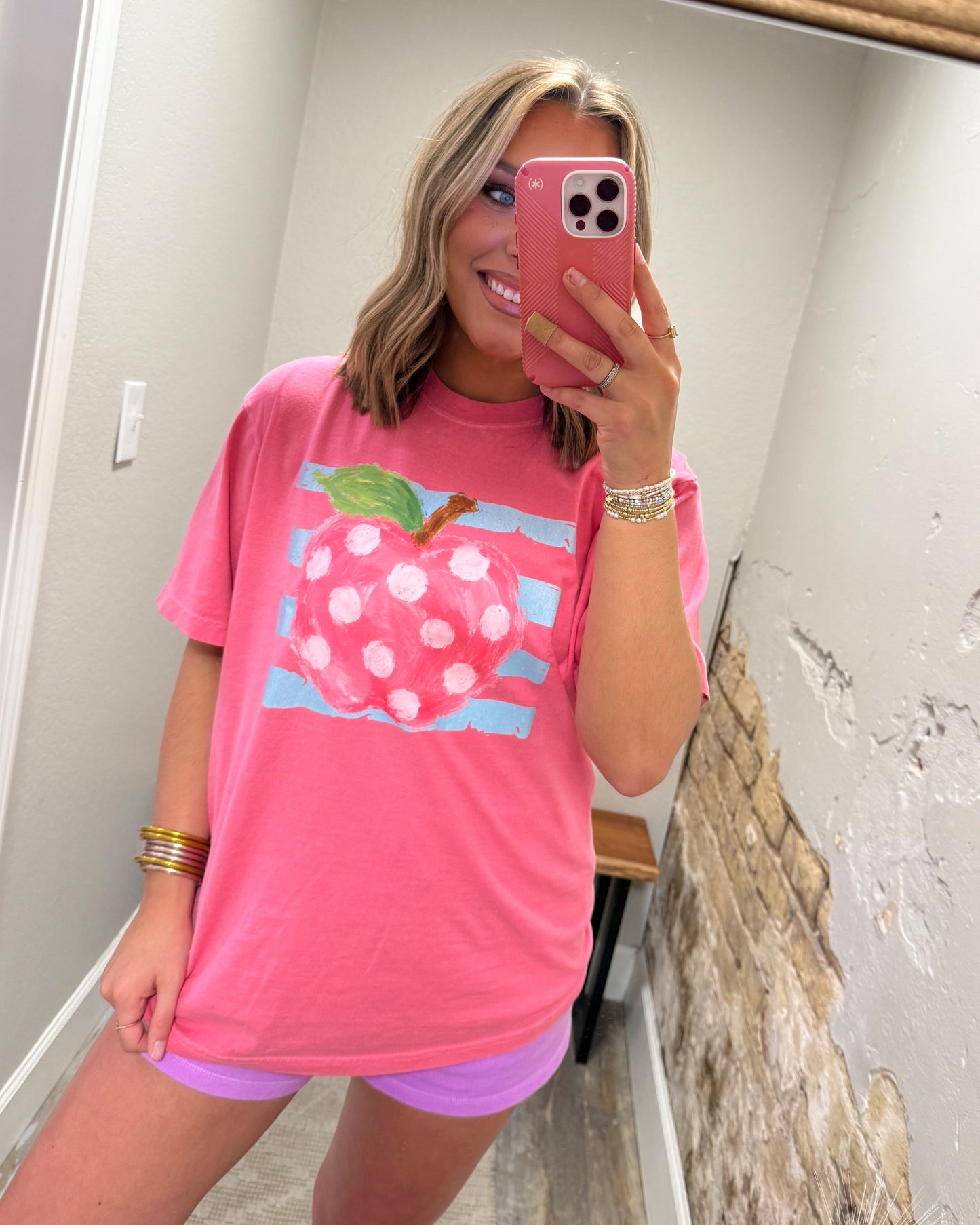 Striped Apple Teacher Tee