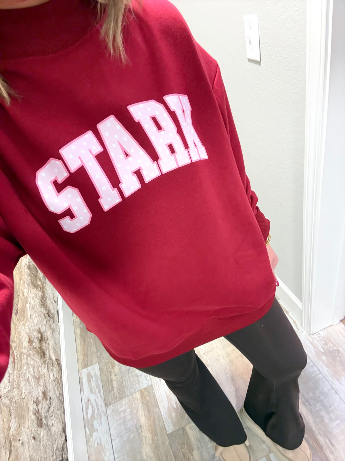 Polka Dot Stark Oversized Mockneck - Maroon