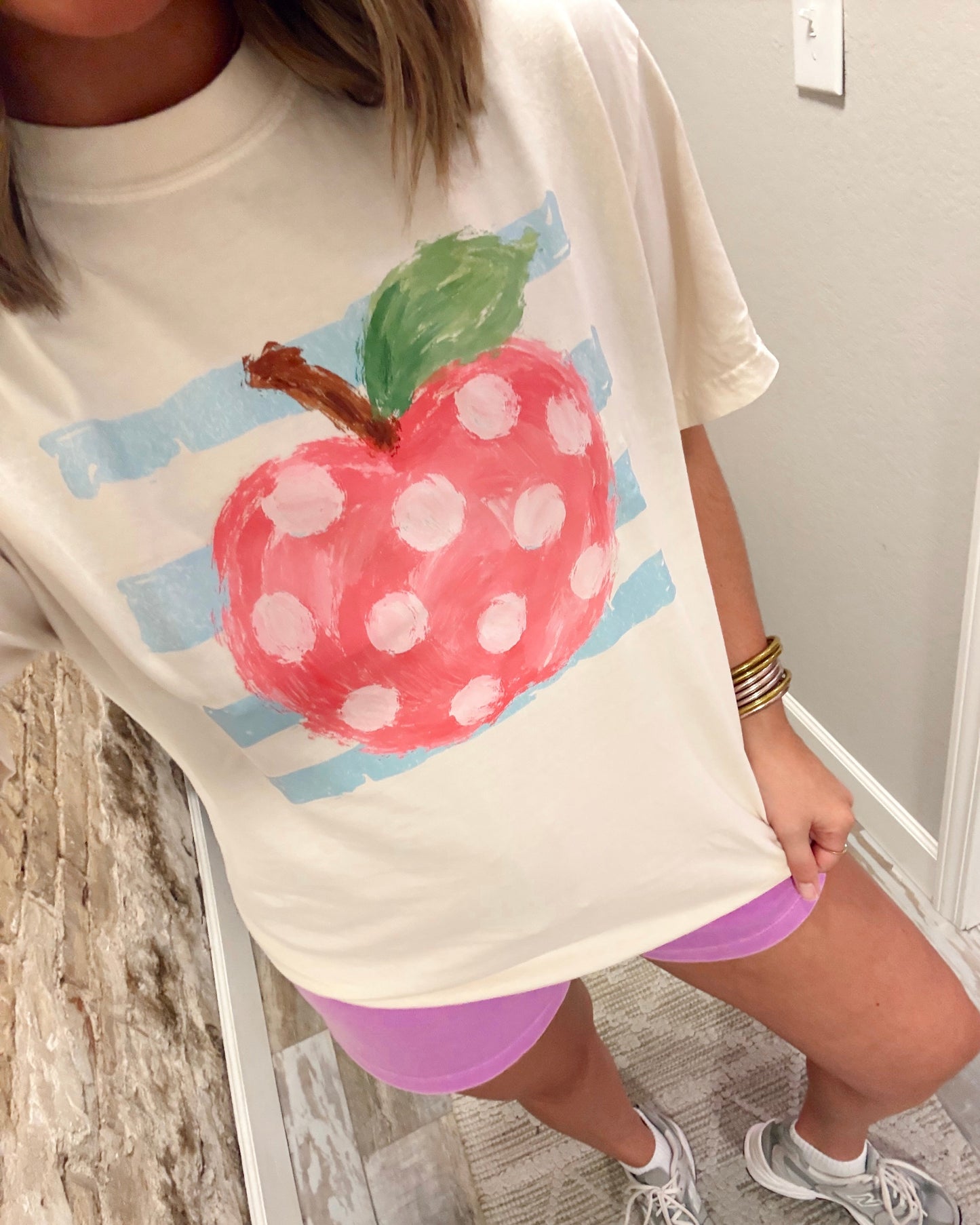 Striped Apple Teacher Tee