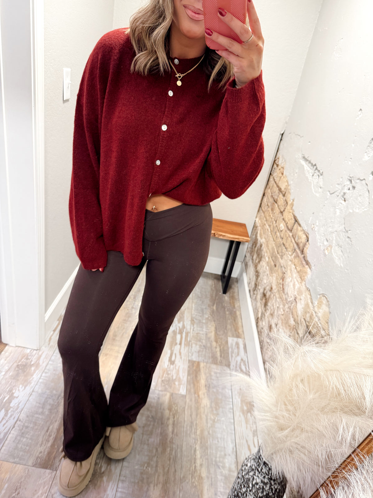 Soft Serve Cardigan - Burgundy