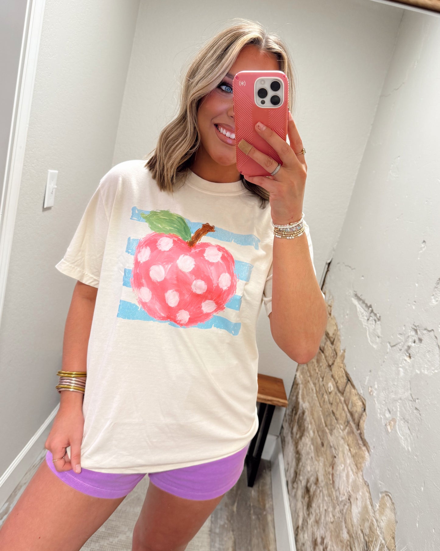 Striped Apple Teacher Tee