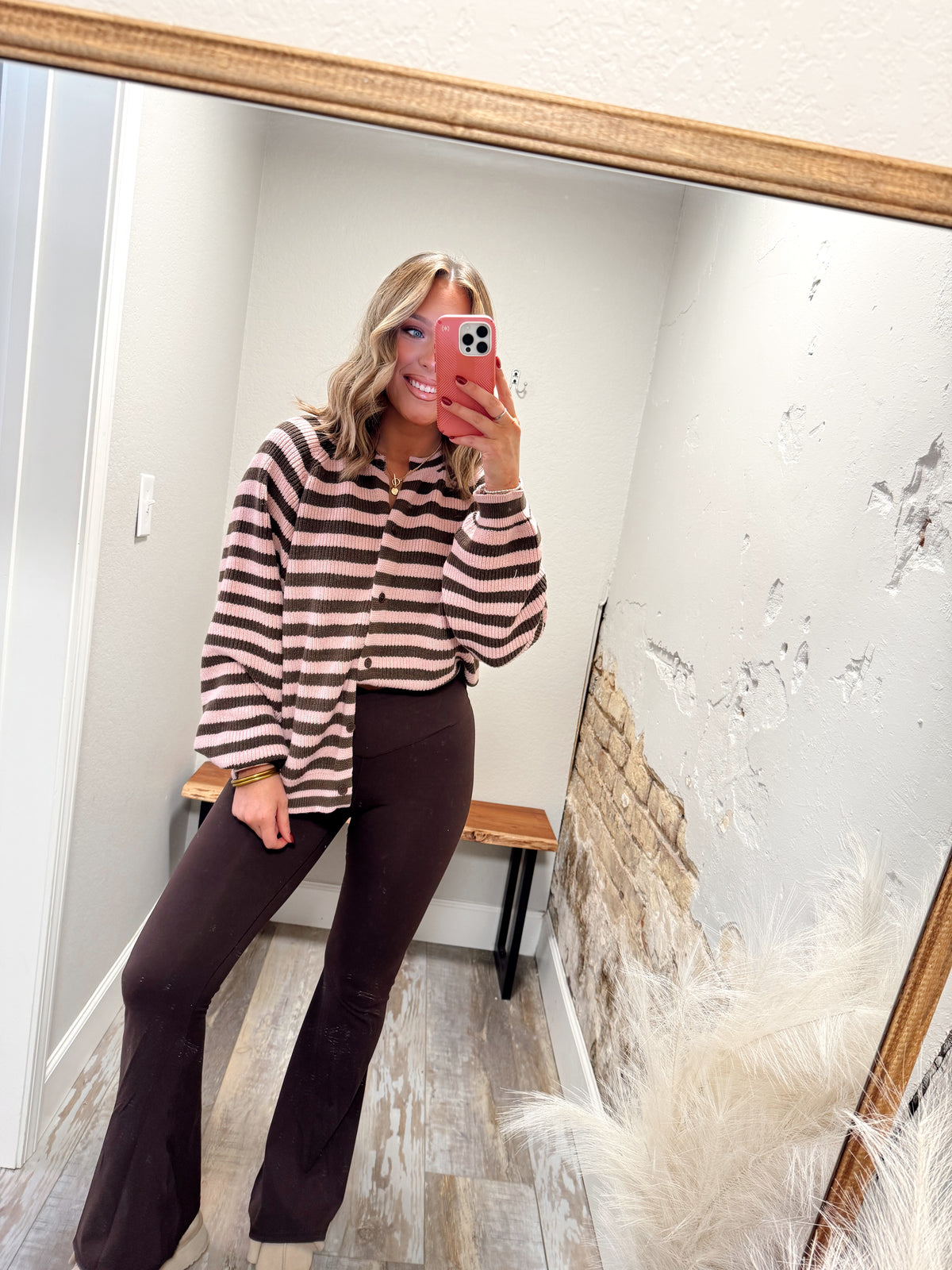 Cozy Chapter Sweater - Pink/Brown