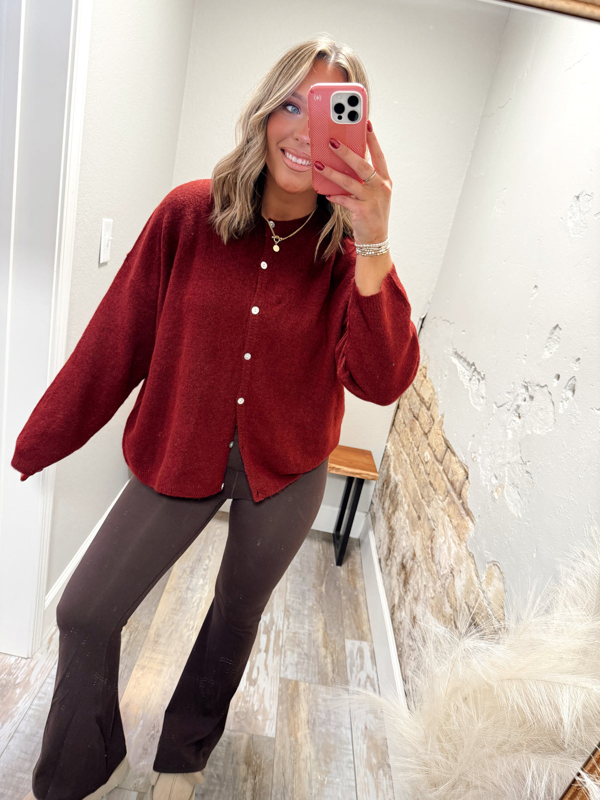 Soft Serve Cardigan - Burgundy