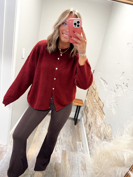 Soft Serve Cardigan - Burgundy