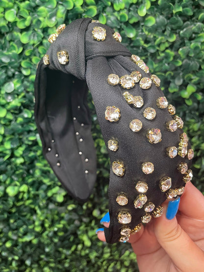 Maeve Jeweled Headband -  Black