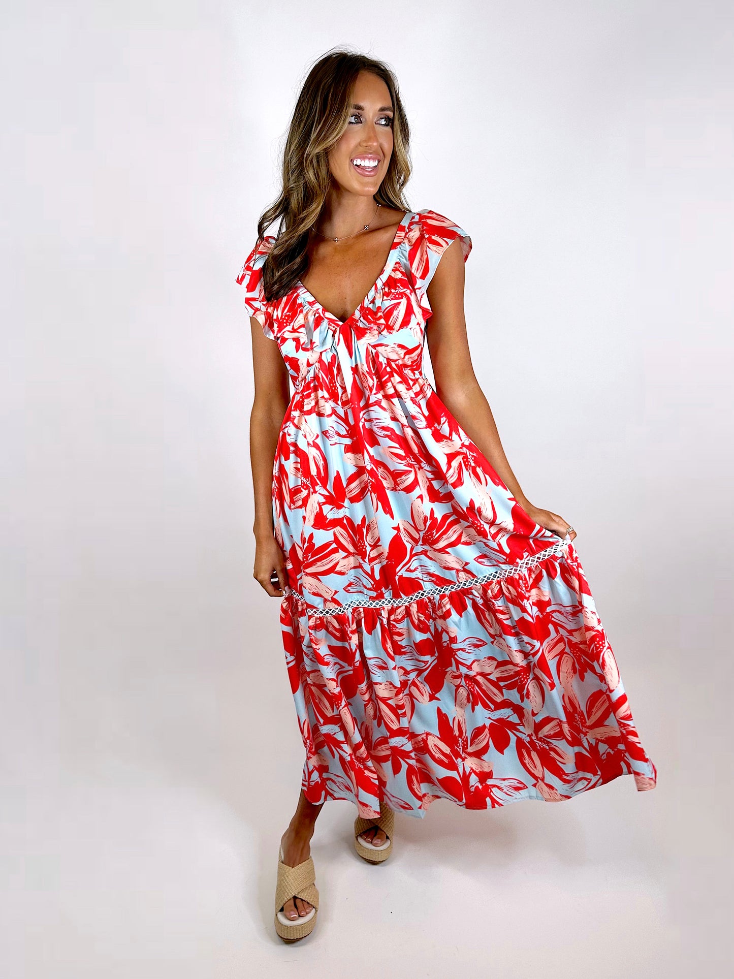 Tropical Sunrise Midi Dress