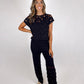 Somewhere Tropical Pant Set - Black