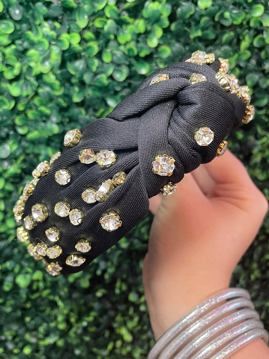 Maeve Jeweled Headband -  Black