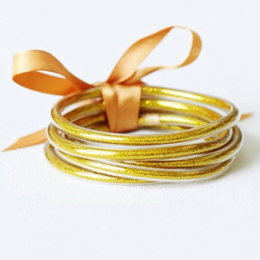 Glitter Jelly Tube Bangle Bracelets - Dk Gold