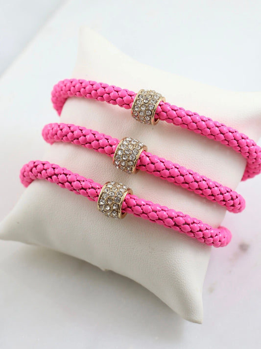 Evyn Bracelet Set - Hot Pink